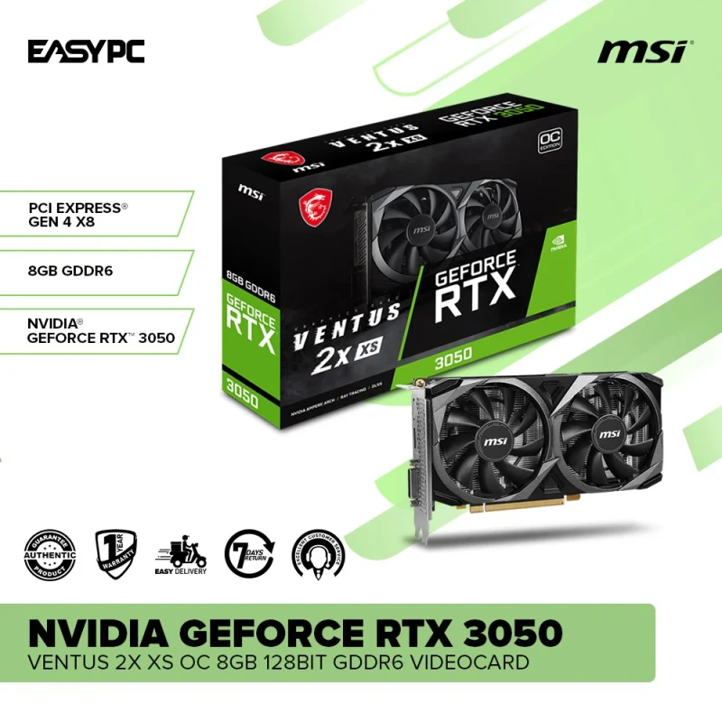 MSI GeForce RTX 3050 VENTUS 2X 8GB OC GDDR6 Official Graphics Card